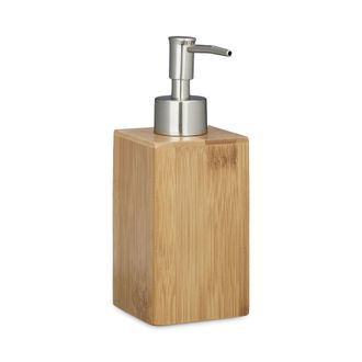 Relaxdays Relaxdays - Set 2 Dispensadores Jab&oacute;n Dise&ntilde;o Cuadrado, Dosificador Champ&uacute; 240 Ml, Loci&oacute;n, Lavavajillas, Bamb&uacute;, 18x6,5x8 Cm, Natural