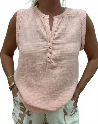 bobi Cotton Gauze Tank In Shrimp Pink