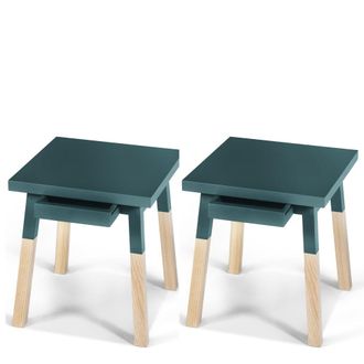 Mon Petit Meuble Fran&ccedil;ais 2 mesitas de noche lacadas con 1 caj&oacute;n, asiento 40 cm