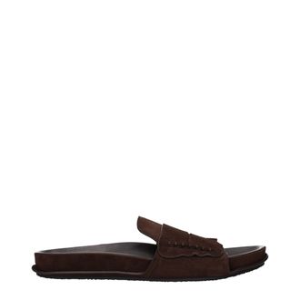 Jacquemus Mens Suede Loafer Sandal - Dark Brown Leather - Size UK 8