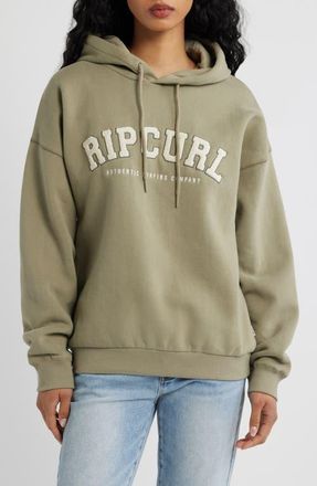 Rip Curl Varsity Logo Graphic Hoodie in Olive at Nordstrom, Size Xx-Small