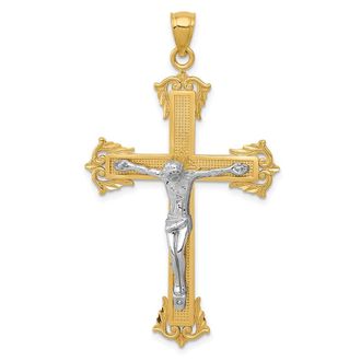 Diamond2Deal 10k Two-tone Crucifix Pendant