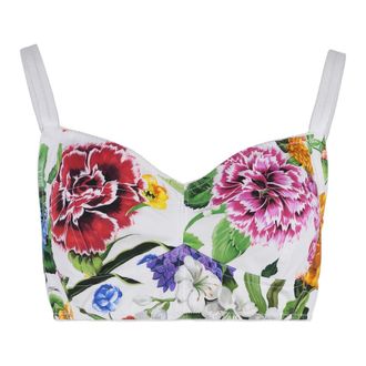 Dolce & Gabbana Tops, Dames, Veelkleurig, S, Katoen, Cotton Corset Bralette Top