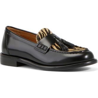 Vagabond Linn Genuine Calf Hair Tassel Loafer in Beige/Black at Nordstrom, Size 11Us