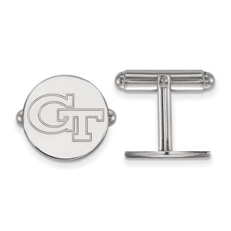 Diamond2Deal Sterling Silver Rhodium-plated Georgia Institute of Technology G-T Cuff Links