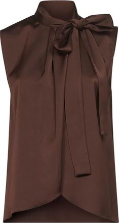 Blanca Vita Blusa con collo lavallière - Marrone