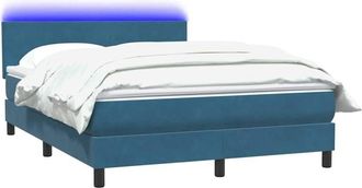 vidaXL Cama Box Spring Con Colch&oacute;n Terciopelo Azul Oscuro 140x210 Cm Vidaxl