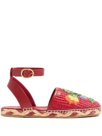 Valentino Garavani Bribri floral-embroidery espadrilles - Red