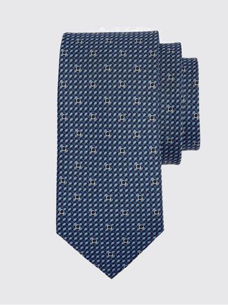 Ferragamo Cravatta Gancini in seta con motivo monogram all-over
