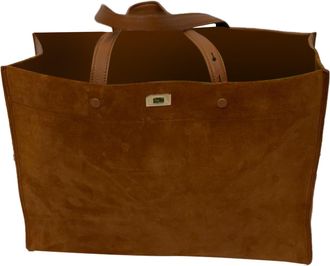 Anya Hindmarch Large Mortimer Tote Bag in Brown Suede