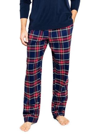 Petite Plume Windsor Tartan Cotton Flannel Pajama Pants in Navy at Nordstrom, Size X-Large