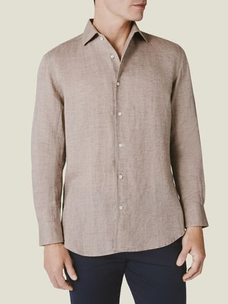 Luca Faloni Nocciola Brown Linen Portofino Shirt