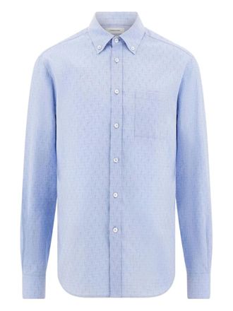 Ferragamo jacquard button-down jacket - men - Cotton - 40 - Blue