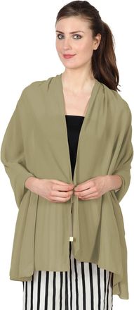 World of Shawls World of Scarfs Chiffon Scarves Shawls Wraps for Wedding Party Special Occasions Big Size 90 x 190 Cms (Khaki)