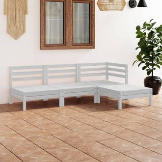 vidaXL Juego De Muebles De Jard&iacute;n 4 Piezas Madera Maciza Pino Blanco Vidaxl
