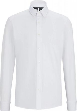 HUGO BOSS Shirt Uni - Heren - Zakelijke Overhemden - Wit - XL - Katoen - Overhemden