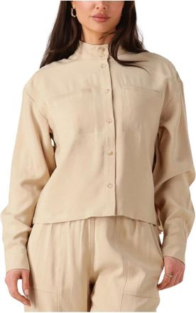 Moss Copenhagen Overhemden, Dames, Beige, M, Polyester, Beige Selia Shirt voor Vrouwen