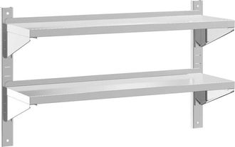 vidaXL 2-Tier Wall Shelf 100x30x60 cm Silver Stainless Steel vidaXL