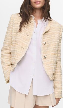 Mango Tweed Jacket in Beige at Nordstrom, Size Xx-Small
