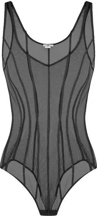 Elisabetta Franchi Tops, Dames, Zwart, XS, Tule, Body in tule stof met micro-mesh textuur