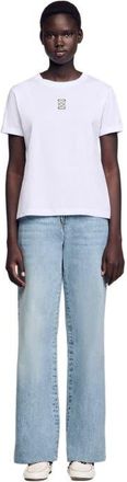 Sandro Cotton T-shirt with embroidery in White at Nordstrom, Size X-Large