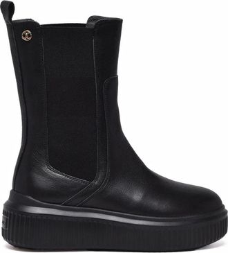 Janet & Janet Black Leather Side-Panel Ankle Boots