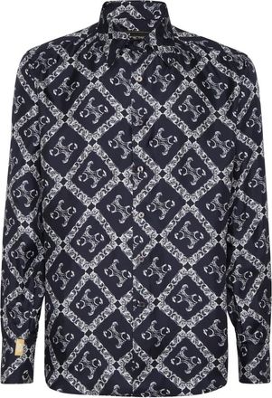 Billionaire Boys Club Silk Gold Cut Shirt BB Monogram - Heren - Casual Overhemden - Blauw - M - Overhemden