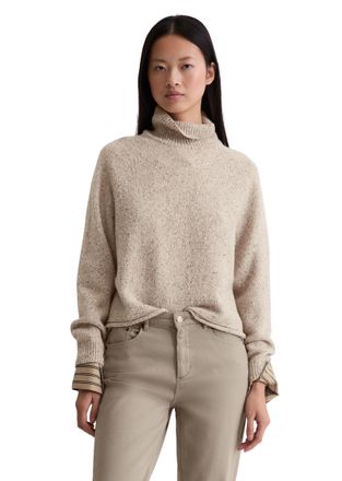 Marc O'Polo Stehkragenpullover MARC OPOLO, Damen, Gr. L, chalky mauve melange, Strick, Obermaterial: 60% Wolle, 20% Polyamid, 20% Viskose, regular fit, Rippb&uuml;ndch