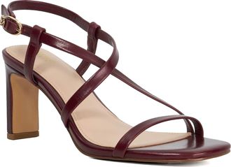 Dune London Womens Ladies Motivated T - Suede Heeled Strappy Sandals - Burgundy Leather - Size UK 7