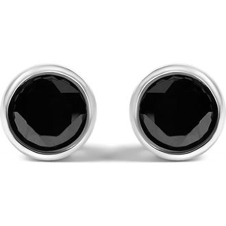 House of Brilliance Silver 1 1/4 Ct Black Diamond Bezel- Stud Earrings with Screw Backs in White at Nordstrom