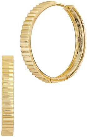 Savvy Cie Jewels Ribbed Hoop Earrings in Yellow at Nordstrom Rack