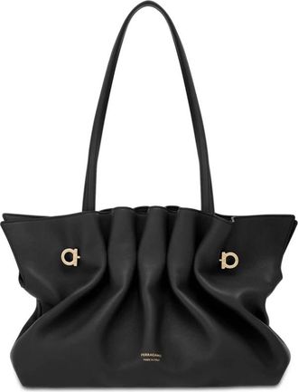 Ferragamo Zwarte Logostempel Tote Tas - Dames - Schoudertassen - Zwart - ONE Size - Tassen
