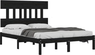 vidaXL Estructura De Cama De Madera Maciza Negra 200x200 Cm Vidaxl