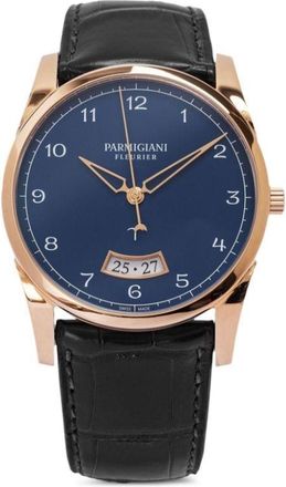Parmigiani Fleurier 2021 pre-owned Tonda 36mm - unisex - Yellow Gold/Sapphire Crystal/Leather - One Size - Blue