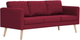 vidaXL Sof&aacute; de 3 plazas de tela color vino tinto vidaXL