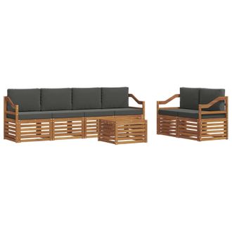 vidaXL Conjunto De Sof&aacute;s De Exterior 7 Pcs Natural Y Antracita Vidaxl