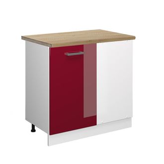 Vicco Armario De Esquina R-line, Rojo Burdeos Alto Brillo, 86 Cm, Et Roble