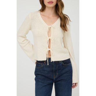 Blu Pepper Front Tie Crop Cardigan in Cream at Nordstrom Rack, Size Medium