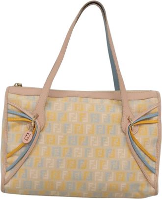 Fendi Zucchino Beige Canvas Handbag (Pre-Owned)