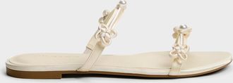 Charles & Keith Orinda Knot-Pearl Slide Sandals