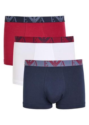 Emporio Armani Logo-jacquard Stretch-cotton Boxers - set of Three - Multicoloured - S