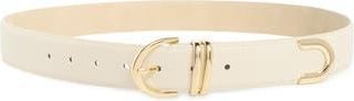 Steve Madden Feathered Edge Faux Leather Belt in Cream at Nordstrom Rack, Size X-Large