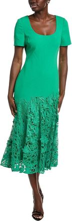 Badgley Mischka Crepe Lace Midi Dress