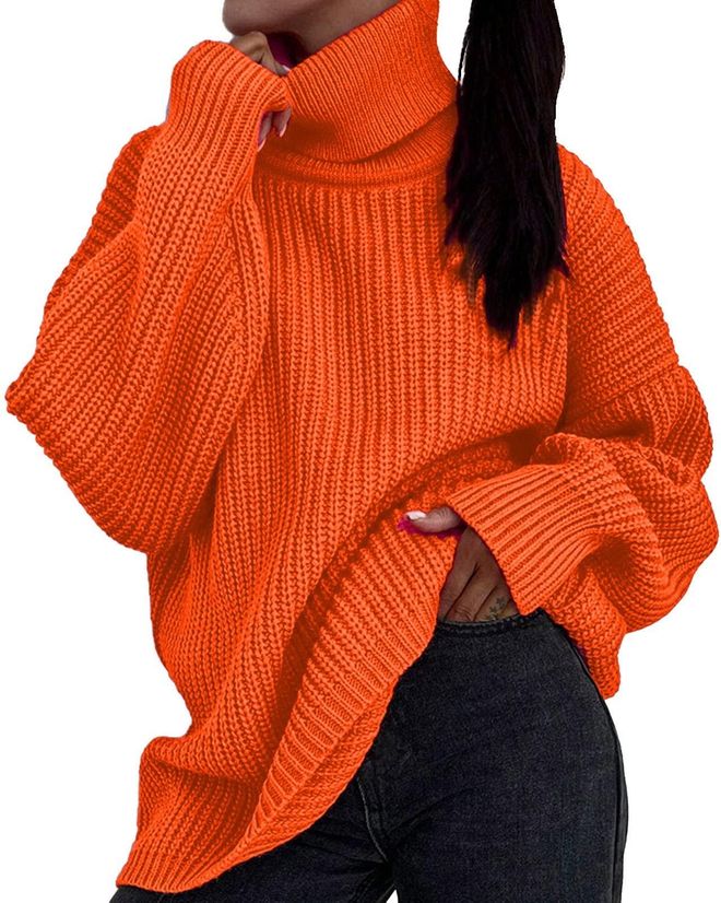 Women's Chunky Knit Turtleneck Sweater - Oversized, Lightweight & Cozy Pullover - View #4