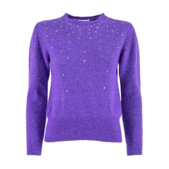 Nenette Jersey de cuello redondo con aplicaciones de strass - Knitwear - Mujer - P&uacute;rpura - L