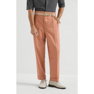 Brunello Cucinelli Double pleated trousers in Apricot at Nordstrom, Size 52 It