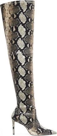 Stuart Weitzman Womens Ultrastuart 100 Roccia Python Otk Stretch Boots In Beige