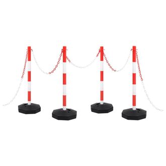 vidaXL Juego De Barrera Con Postes Y Cadena Pl&aacute;stico 10 M Vidaxl