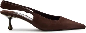 Jimmy Choo London Amel 50 Suede Slingback Pumps - Brown