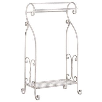 Beliani Toallero De Metal Blanco 49 X 91 Cm Independiente Estante Ba&ntilde;o Vintage Linares